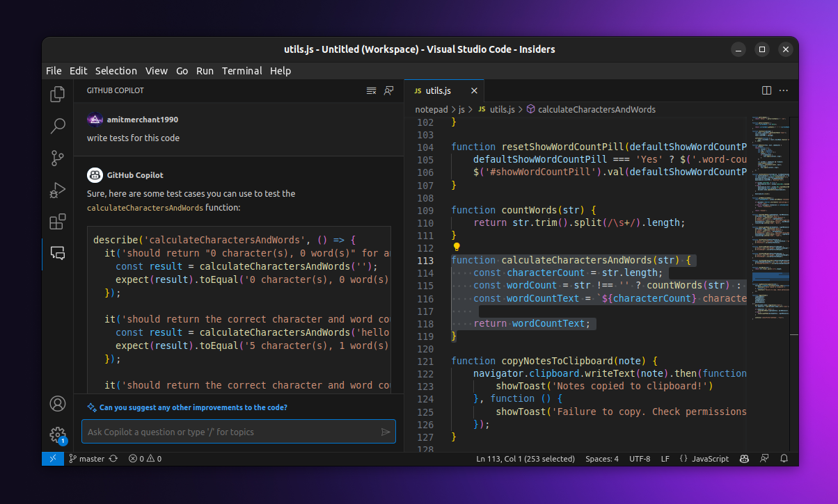 GitHub Copilot screenshot 1